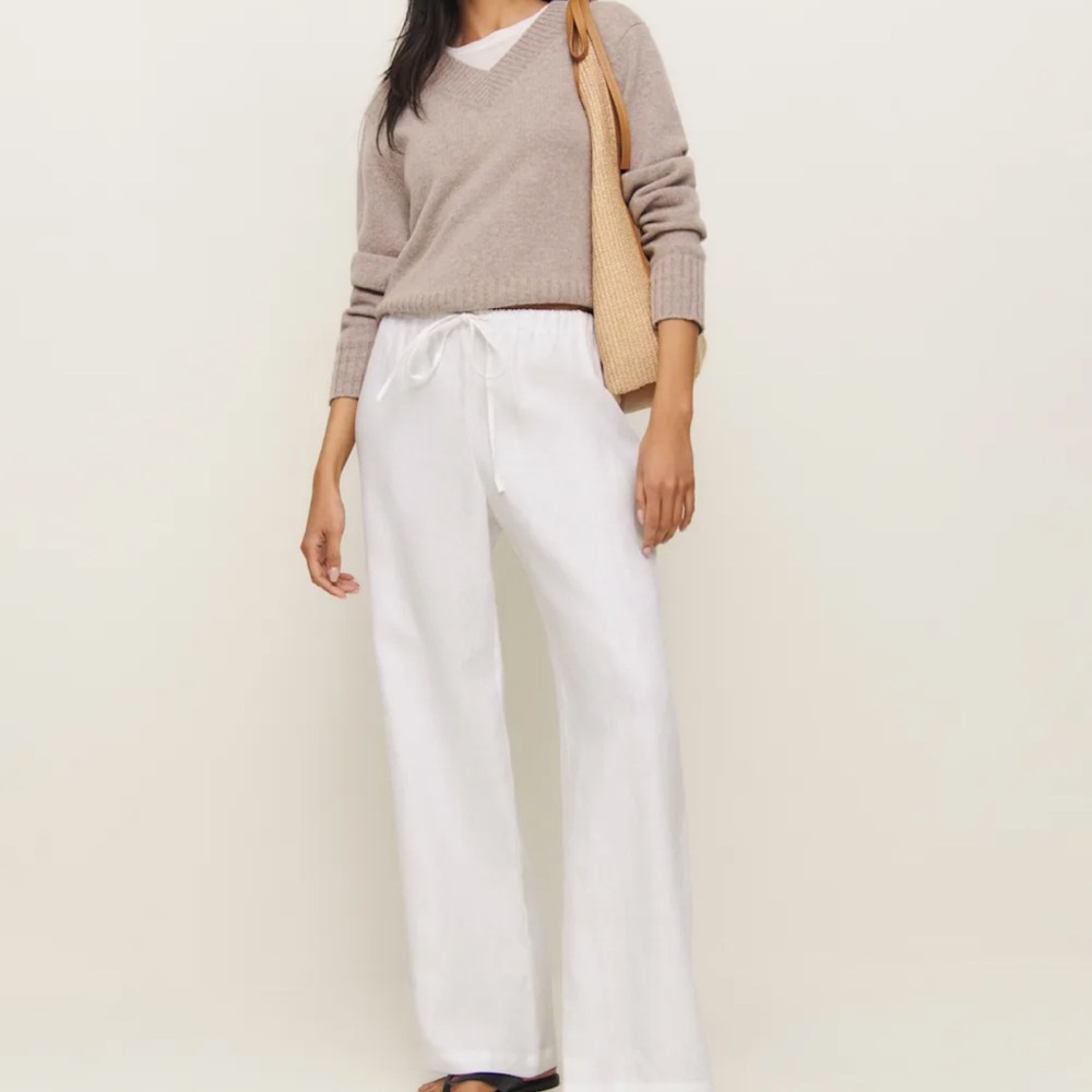 Reformation Olina Linen Pants- White Size S